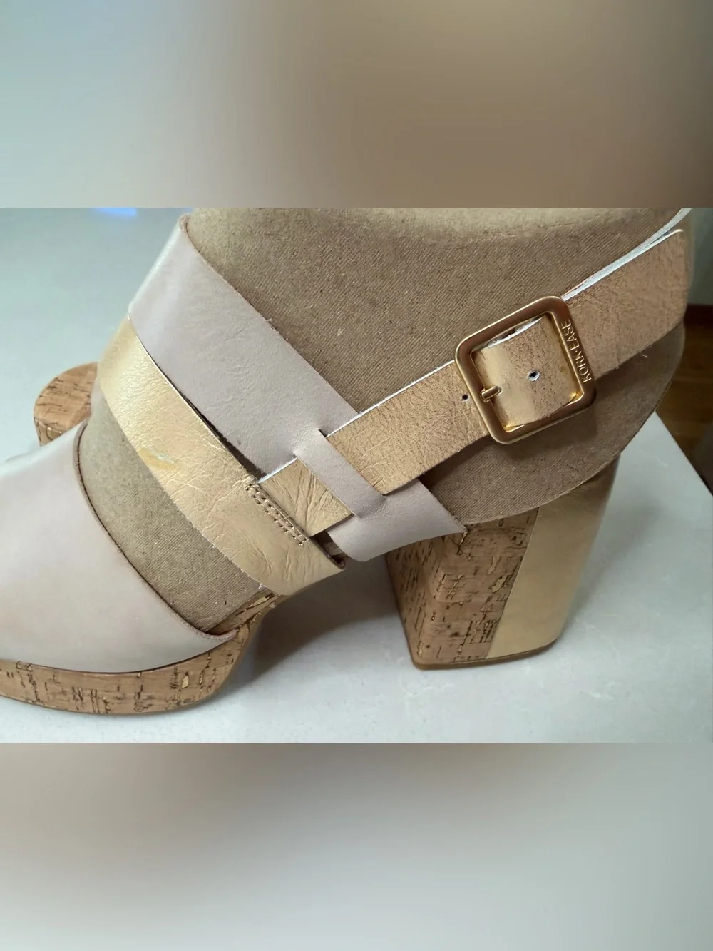 New Kork-Ease Maxi Platform Sandals Nude Gold Cork, 9